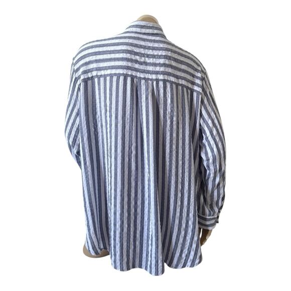 JANE AND DELANCEY Womens Plus Size 1X Striped Convertible Button Up Collar Shirt - Picture 4 of 9
